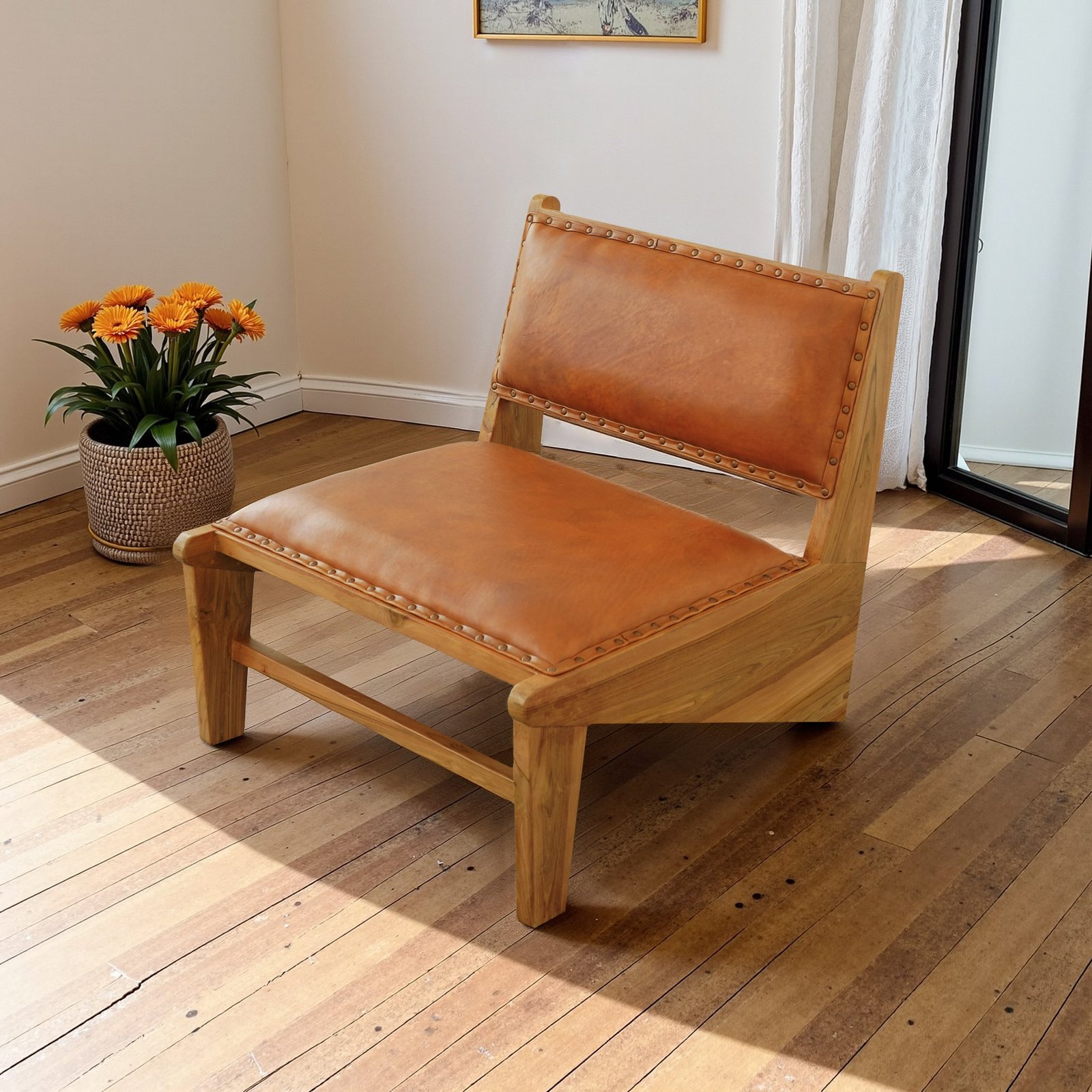 Falcon Tan Leather Lounge Chair